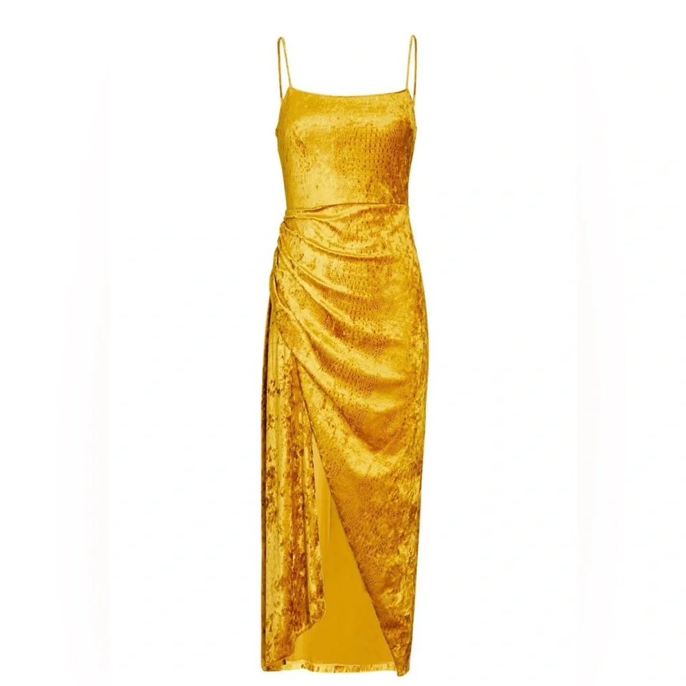 Saylor Draped Velvet Midi Dress - Picture 6 of 10